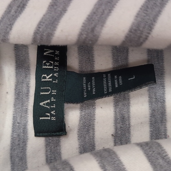 Lauren Ralph Lauren Grey White Striped Robe Size Large MISSING SASH - Picture 2 of 5